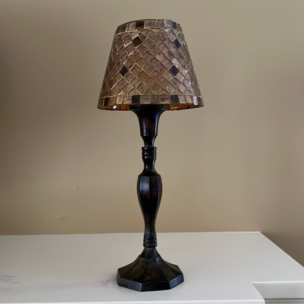 Decorative Tealight with Glass Mosaic Shade and Metal Base